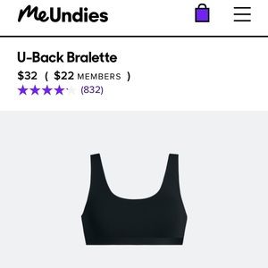 MeUndies U-Back Bralette Black Medium